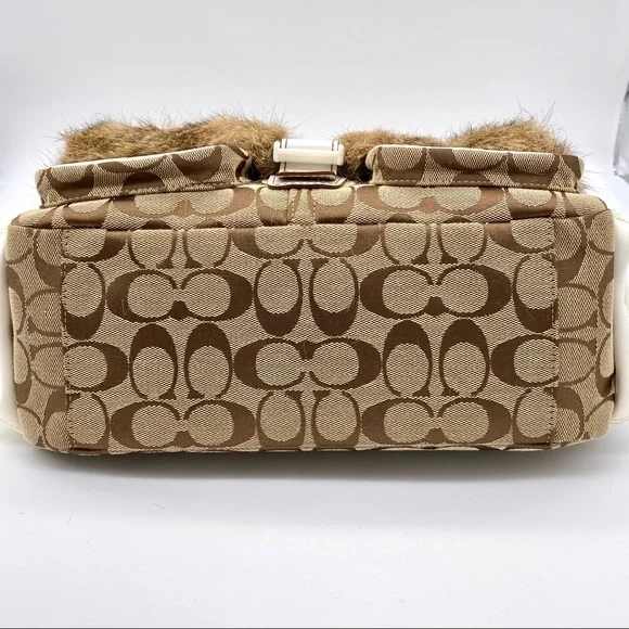 EUC COACH Fur Signature Ski Flap Shoulder Bag - Picture 7 of 16